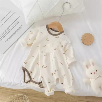 AYNIGIELL ملابس منزلية للربيع والخريف للأطفال من القطن بأكمام طويلة + سراويل طويلة طقم مكون من قطعتين طقم ملابس للأطفال من عمر 0 إلى 18 شهرًا 3