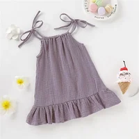 Robe d'été respirante en coton pour filles de 1 à 5 ans, jupe ajustable, couleur unie, vêtements de plage, 03/Casual 5