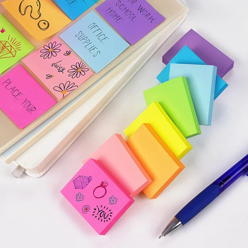 100 Sheets Sticky Notes 1.5x2 Inches Posted Self Sticky Notes Pad Its Planner Memo Stickies Student Office Writing Stationery