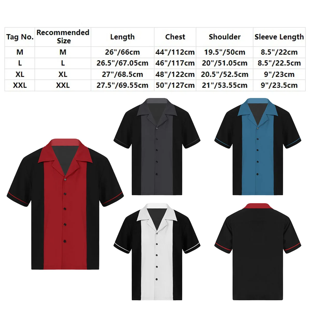 Bowling Retro Mens Short-Sleeve Shirt New Hot 50's Classic Casual Color Block Notched Collar Button Down Tops Office Vacation