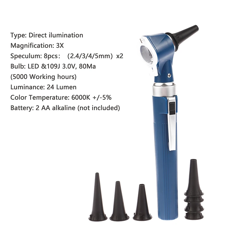 Kit Diagnostico Professionale Otoscopio, Endoscopio LED Portatile per Cura dell'Orecchio, Otoscopio con 8 Punte per Uso Domestico e Medico - immagine 3