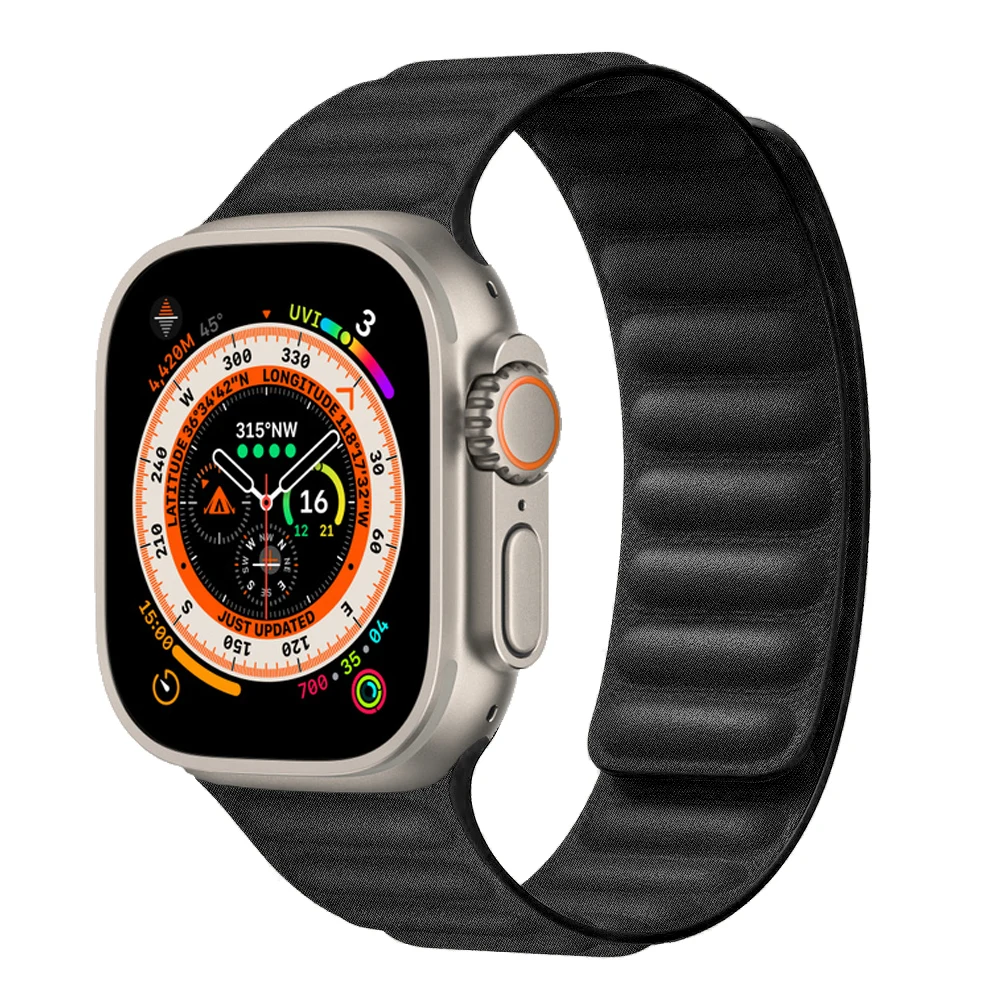 Фото Ремешок Плетеный для Apple Watch Band Ultra 2, оригинальный магнитный браслет для iWatch Series 9 8 SE 7, 49 мм 44 мм 40 мм 45 мм 41 мм №2