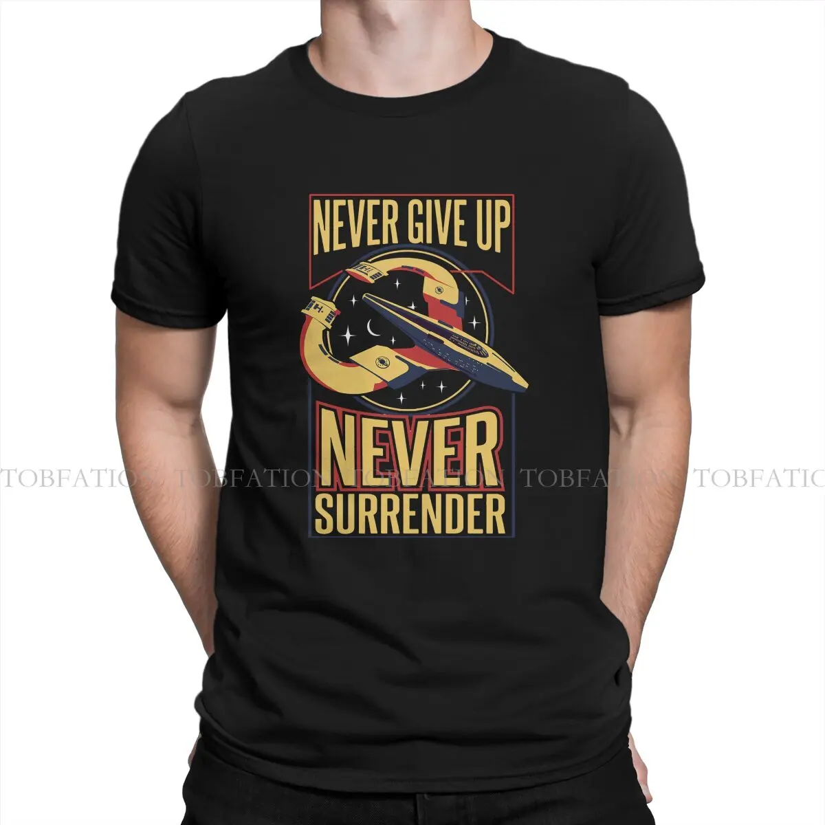 Quest Galaxy Sci Fi Film Protector Never Give Up Never Arn Tshirt Graphic Men Top Abbigliamento Estivo Maglietta 100% Cotone