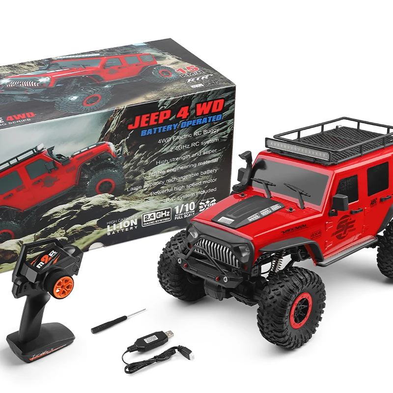 Red ABS Nylon Off Road Climbing Car Toy with 4WD and Suspension