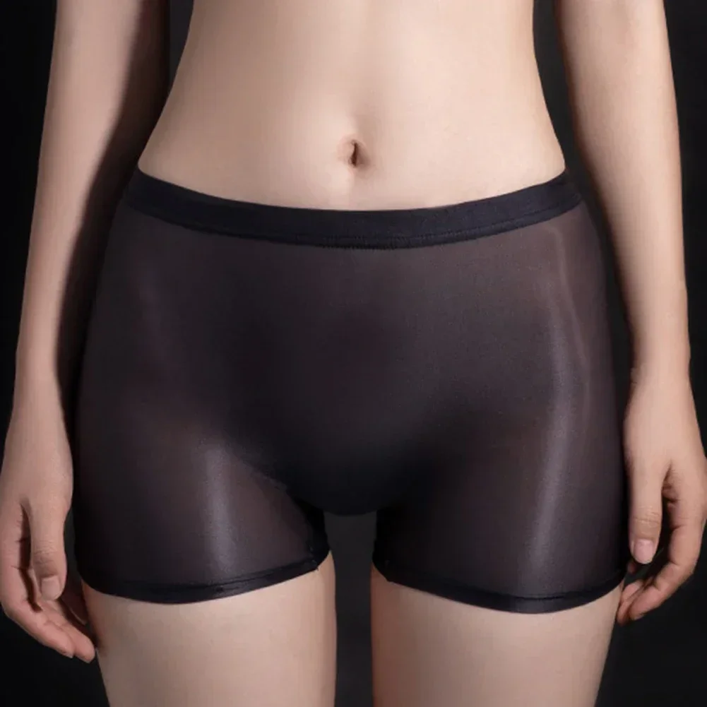 Sexy Women See Through Briefs Sheer Utra-thin Smooth Erotic Lingerie Pants Oily Glossy Tight Underwear Seamless Panties