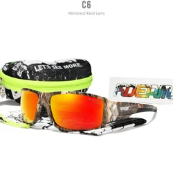 KDEAM Performance Polarized Men's Sports Sunglasses with Stylish Printed Frame and Category 3 Lenses (C6 mirrored red)
