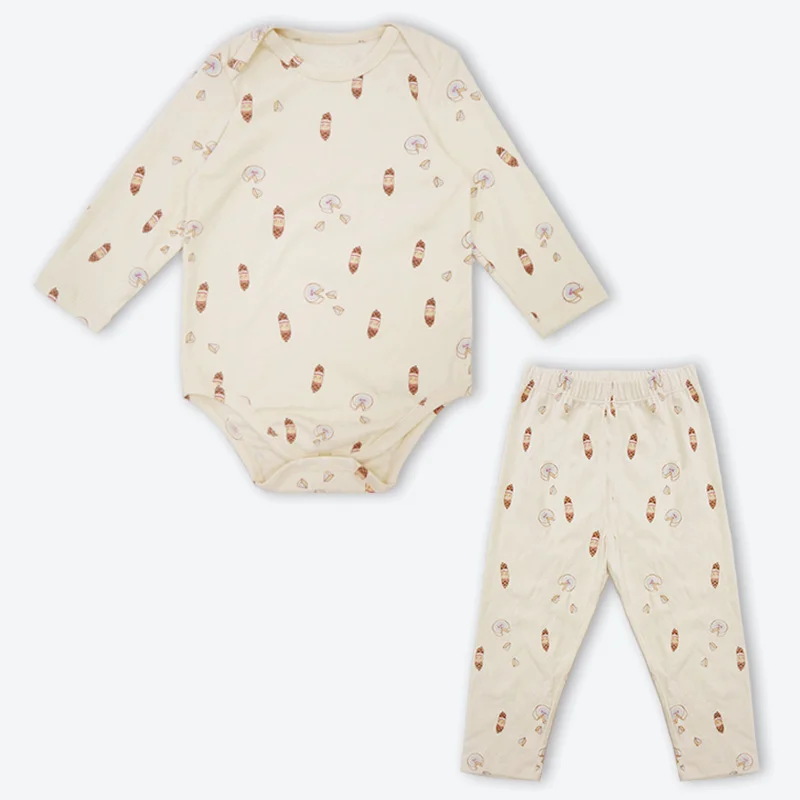 New Spring Baby Boy Girl Pajamas Cute Print O-neck Full Sleeve Bodysuit+Elastic Waist Pants Newborn Home Wear Nightgown E22048