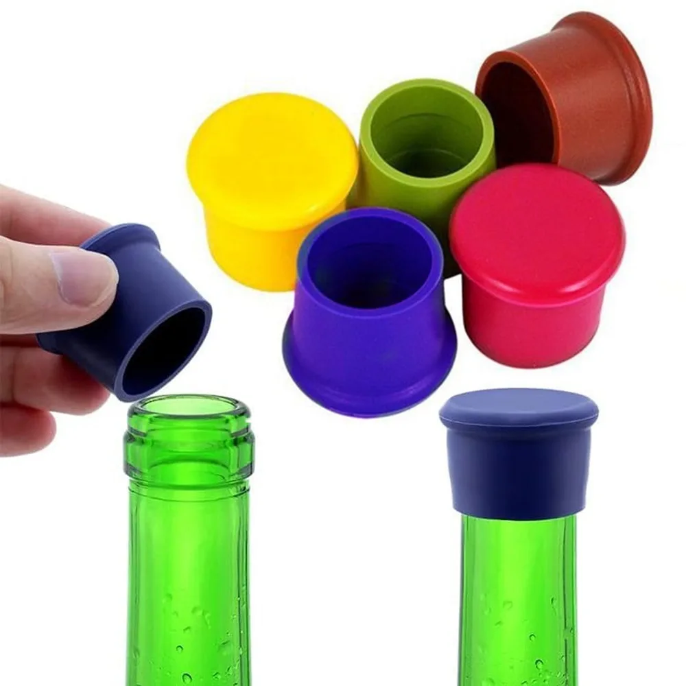 1/5 Pieces Flexible Beer Stopper Silicone Glass Stopper Wine Bottle Sealer Easy To Clean Beer Bottle Cap Reusable Bar Gadget
