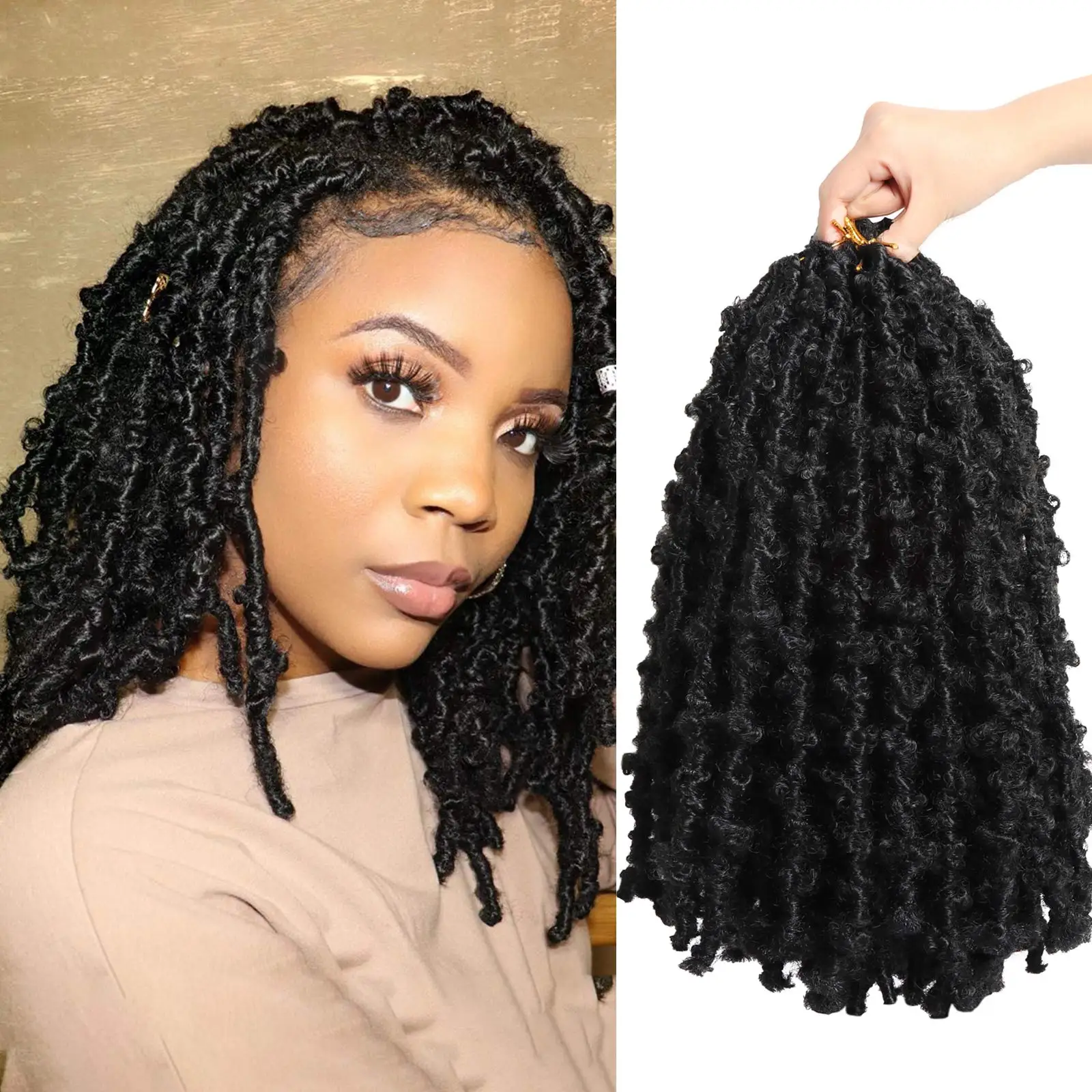 

Butterfly Crochet Hair 14 Inch Long Faux Locs Crochet Braids Hair for Black Women ls15