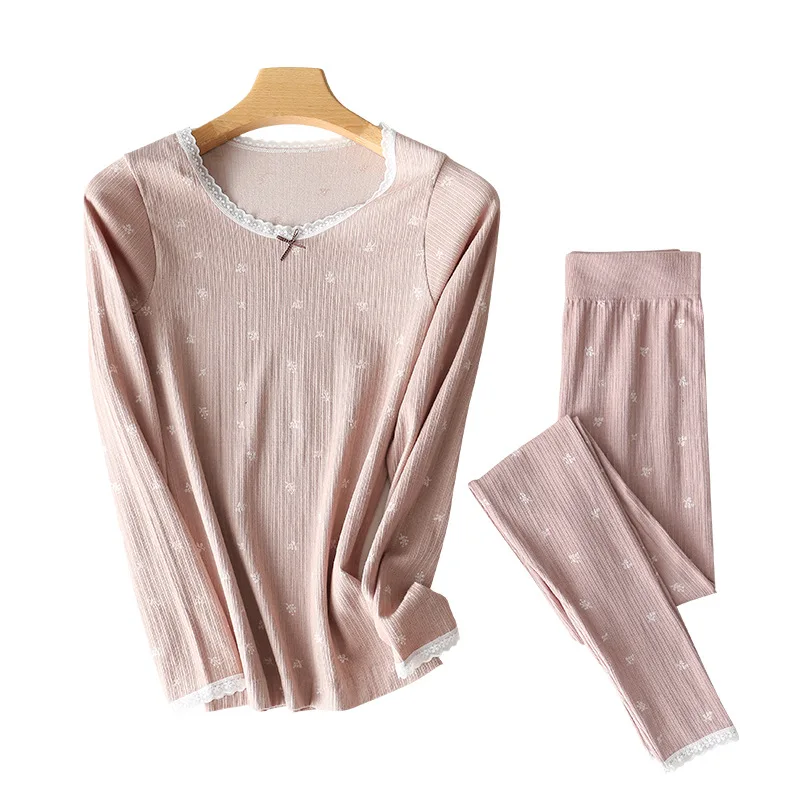Long Johns Thermal Underwear Sets New Spring Women Clothes Warm Lingerie O-neck Long-Sleeved Trousers Seamless Pants V718