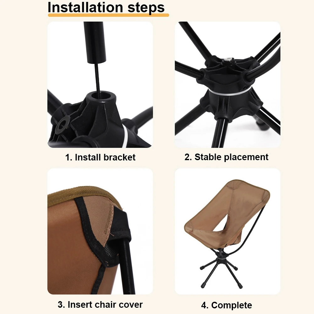 Outdoor Folding Chairs Rotatable Swivel Chair for Camping Lightweight Beach Fishing Chairs with Carry Bag for Picnic Hiking 5