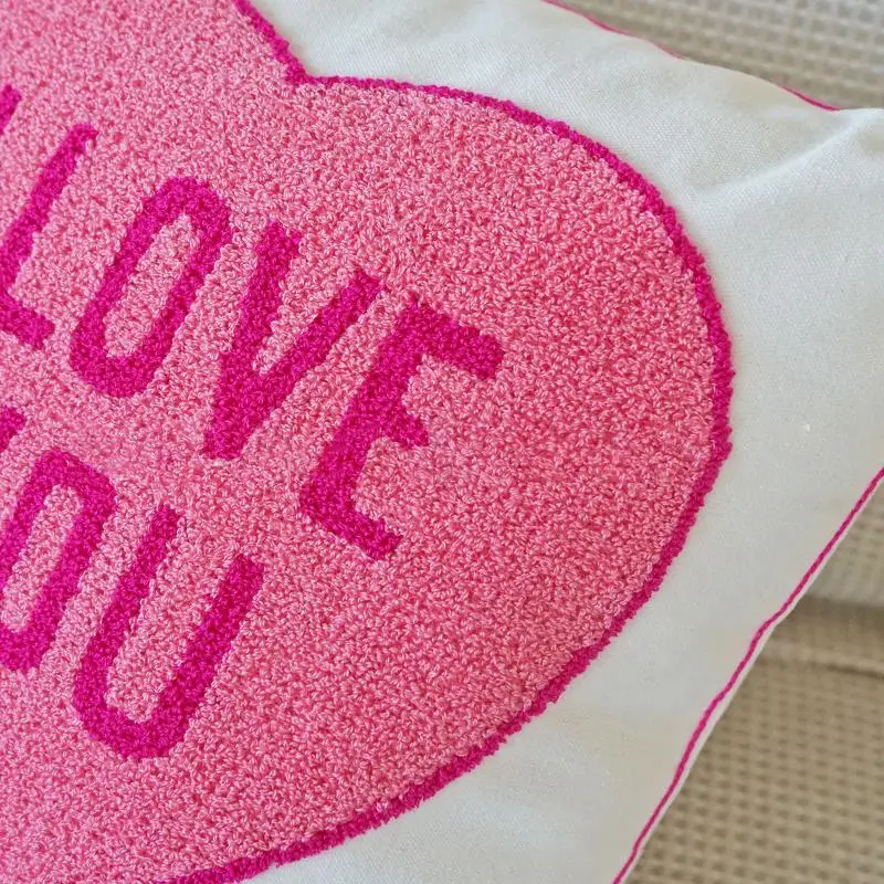 Liebe bestickter quadratischer Überwurf-Kissenbezug, Valentinstag, Heimdekoration, Rückenlehne, Kissenbezug, Nachttisch-Kissenbezüge, 45 x 45 cm – Detail 6