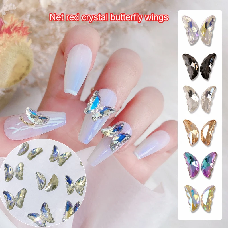 Rhinestones Nails 3d Butterflies  Rhinestone Butterfly Nail Charm - 10pcs  Nail Art - Aliexpress