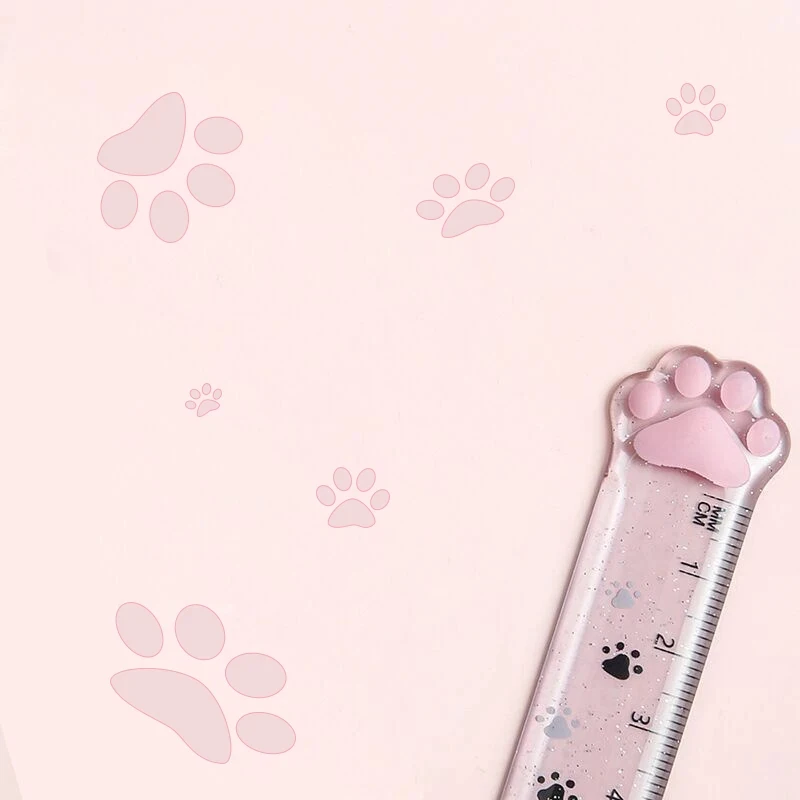 귀여운 고양이 발 15cm 자 투명 플라스틱 측정 눈금자 카와이 학교 학용품 학생 사무용품