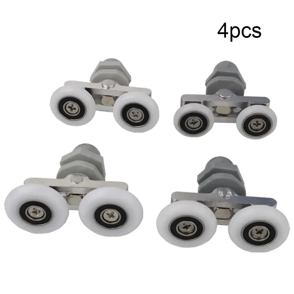 Shower Door Rollers, Sliding Door Roller, Shower Room Pulley, Shower Room Rollers, Sliding Door Pulley-4pcs Twin Bathroom Shower Door Roller Runner Wheels Sliders 19/23/25/27mm Dia Shower Rooms Cabins Door Pulley Hardware