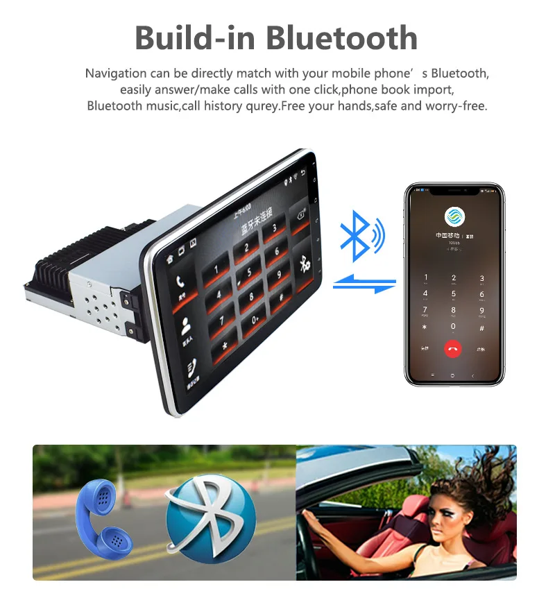 1DIN 360° Rotatable car radio Android 10 Wifi Bluetooth WiFi GPS Navigation Carplay Android Auto radio bluetooth car multimedia pioneer car audio