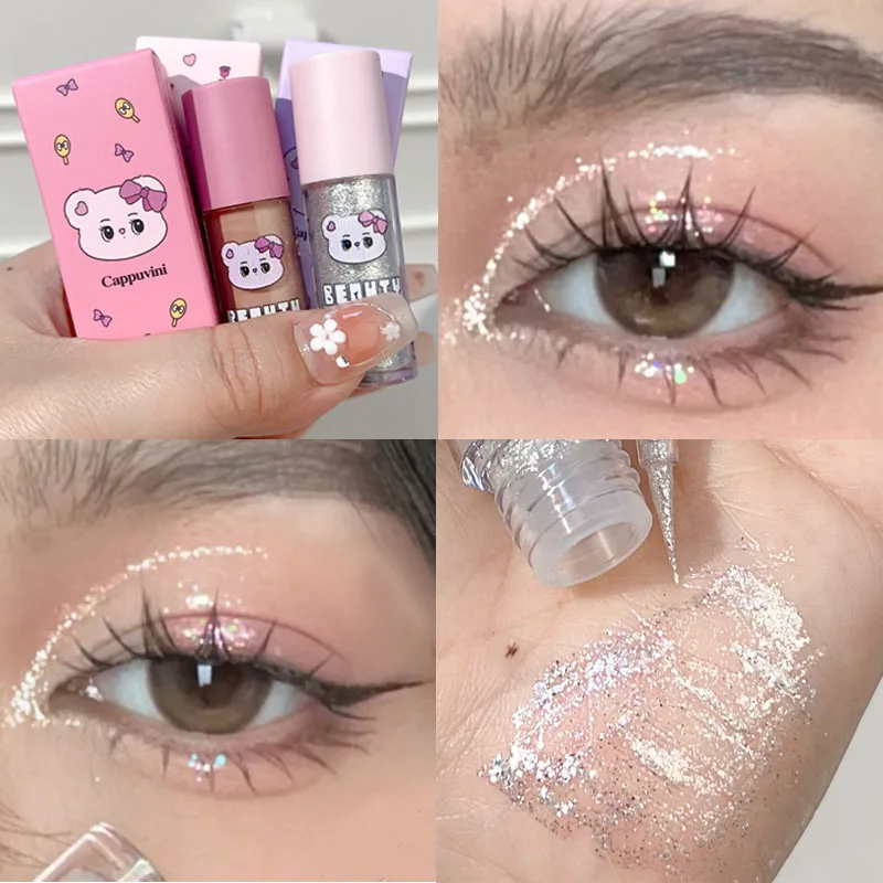 Liquid Shining Eyeshadow Diamond Highlighter Eyeliner Matte Glitter Silver Waterproof Long Lasting Quick Dry Eye Shadow Makeup