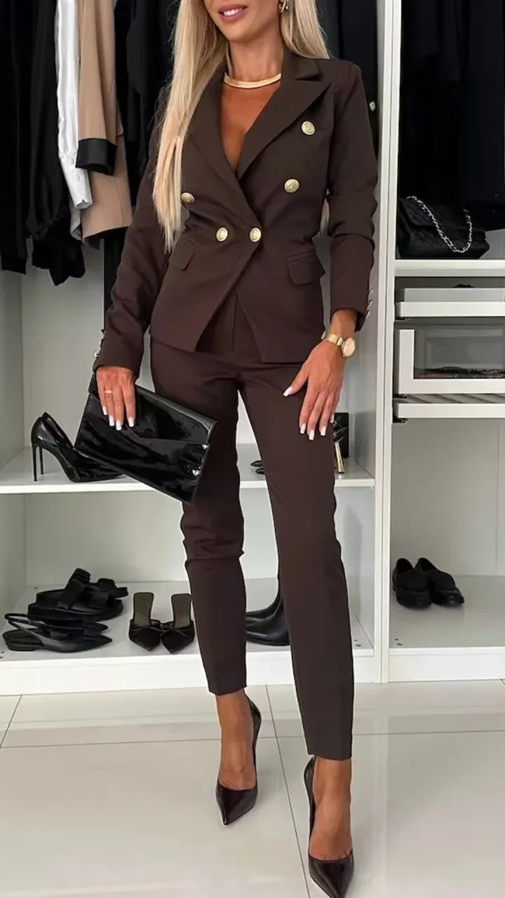 Women Office 2 Piece Set zipper fly