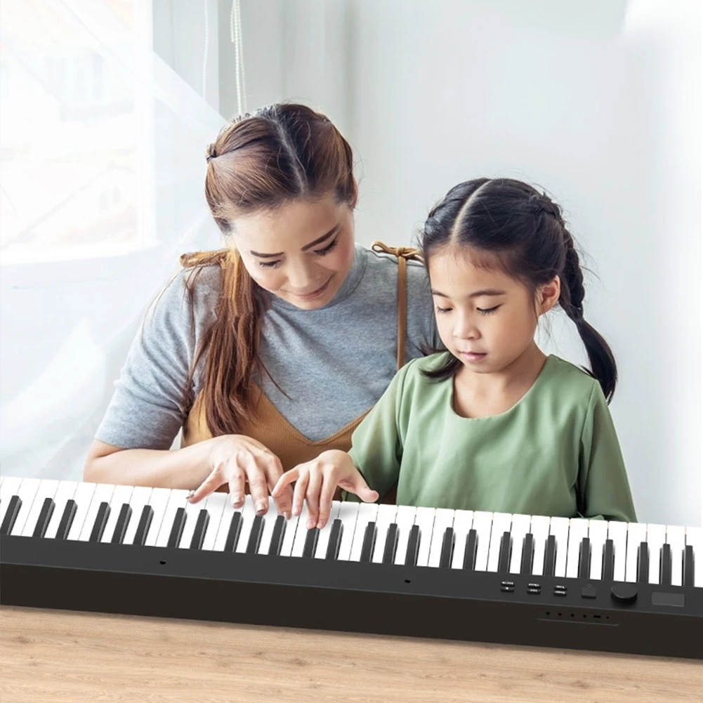 88 Keys Folding Piano Keyboard Portable Electric Keyboard with BT MIDI Digital Piano for Beginners Adults Kids PJ88C