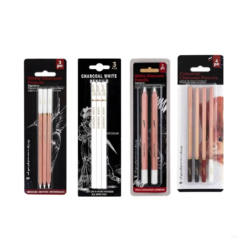 2/3/4x Highlight Pencil Drawing Charcoal Pencils White Sketching Pencils Highlight Pen for Sketching Drawing and Shading