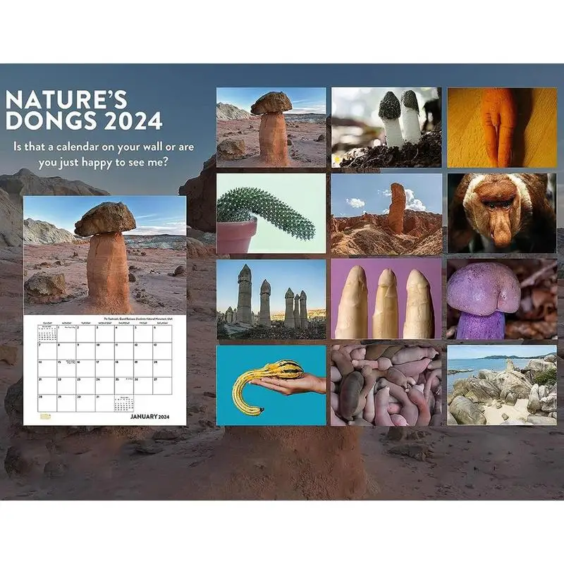 Nature's Dick Pics-Calendrier familial suspendu, calendriers amusants,  calendrier de farce, licence murale 2024 - AliExpress