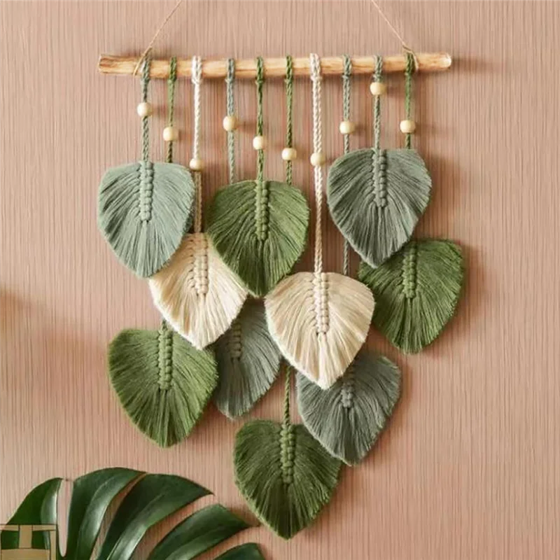 Leaf Macrame Wall Hanging Boho Room Home Decor Woven Aesthetic Wall Tapestry Wedding Decoration