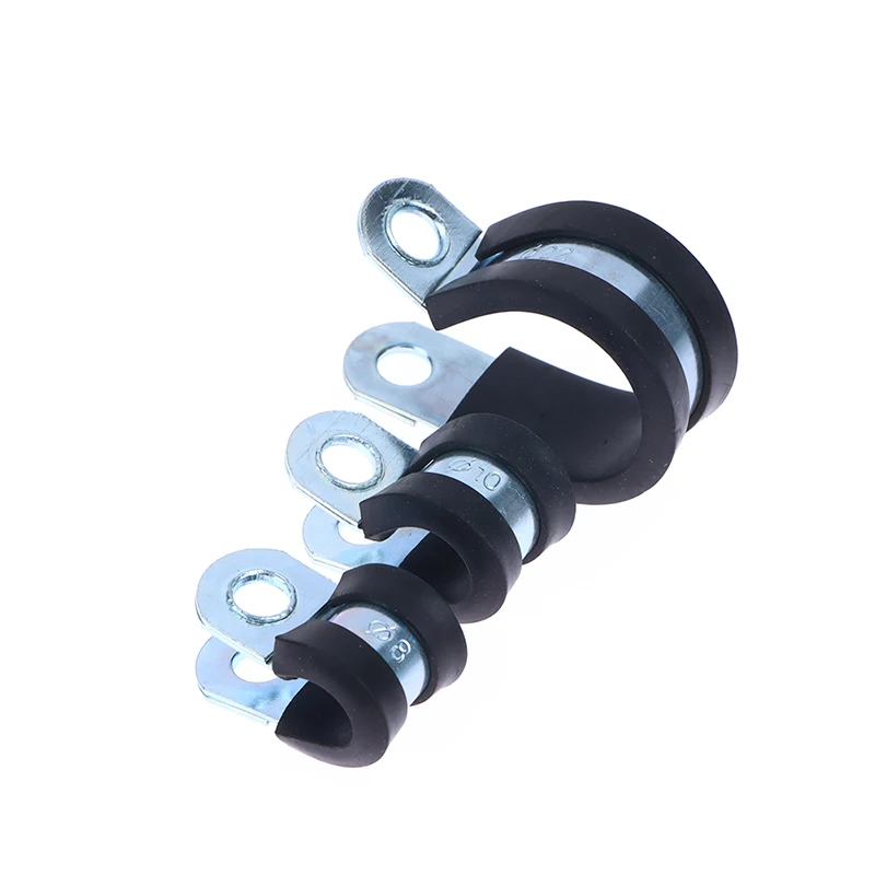 2pcs Stainless Steel Rubber Lined P Clips Cable Mounting Hose Pipe Clamp R type rubber cable fixing pipe clamp