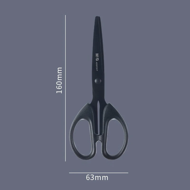 Black Blade Scissors Stationery Scissors 180mm Abrasion Resistant Stainless Steel Blades Not Easy to Stick