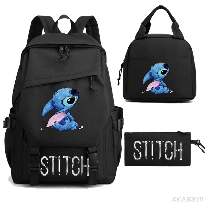 Lilo And Stitch Backpack High School Girls Boys School Bags For Teenage Simple Multi Pockets Kawaii Laptop Backpack Women Men