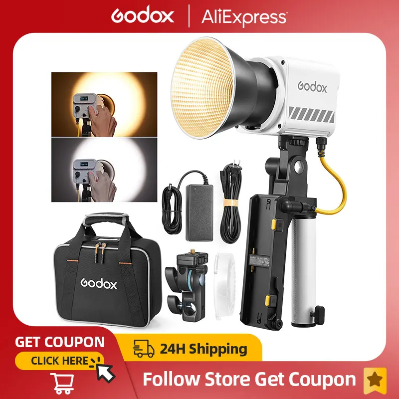 Godox ML60II BI 2800K -6500K LED 비디오 라이트, 무소음 모드, 휴대용 밝기 조정 지지대, 리튬 이온 야외 LED 업그레이드 램프