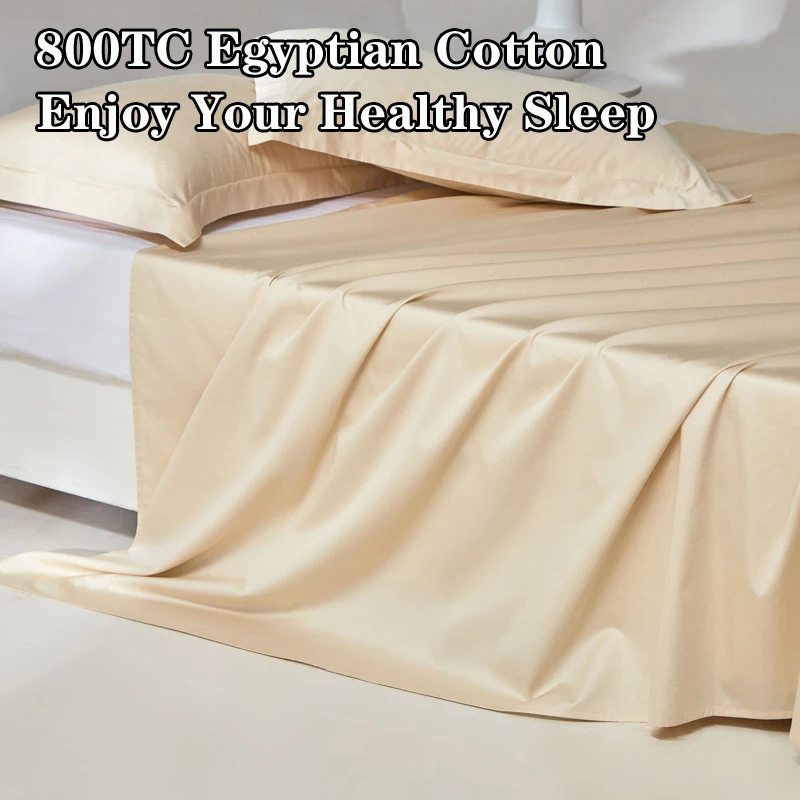 1PC Egyptian Cotton Bed Flat Sheet for Double King Queen Bed Solid Color 800 Thread Count Top Sheets Luxurious Durable Bedsheet 2