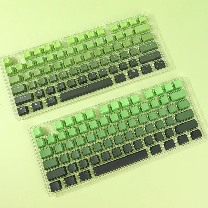 Matcha Gradiente Keycaps Backlit Verde Keycap Transparente Perfil Oem Lado Pbt Tampa de Impressão Superior para Teclados do Interruptor mx Gk61 67 - Imagem 2