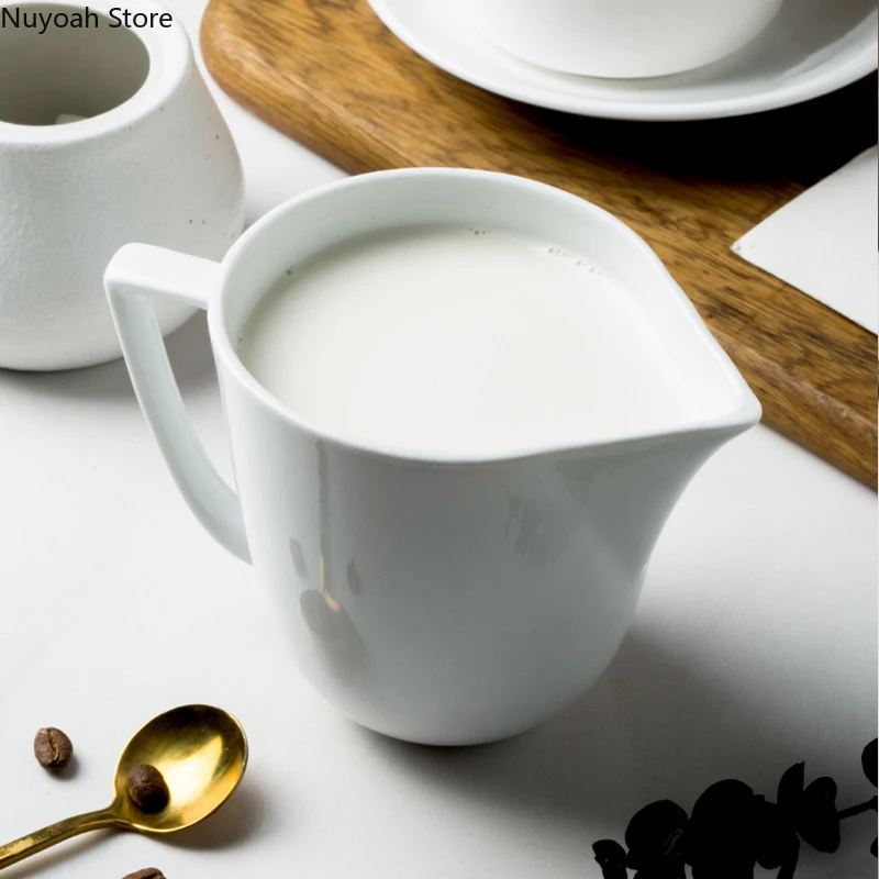 Sharp-nosed Ceramic 450ml Milk Tank with Milk Pull Flower Cup Milk