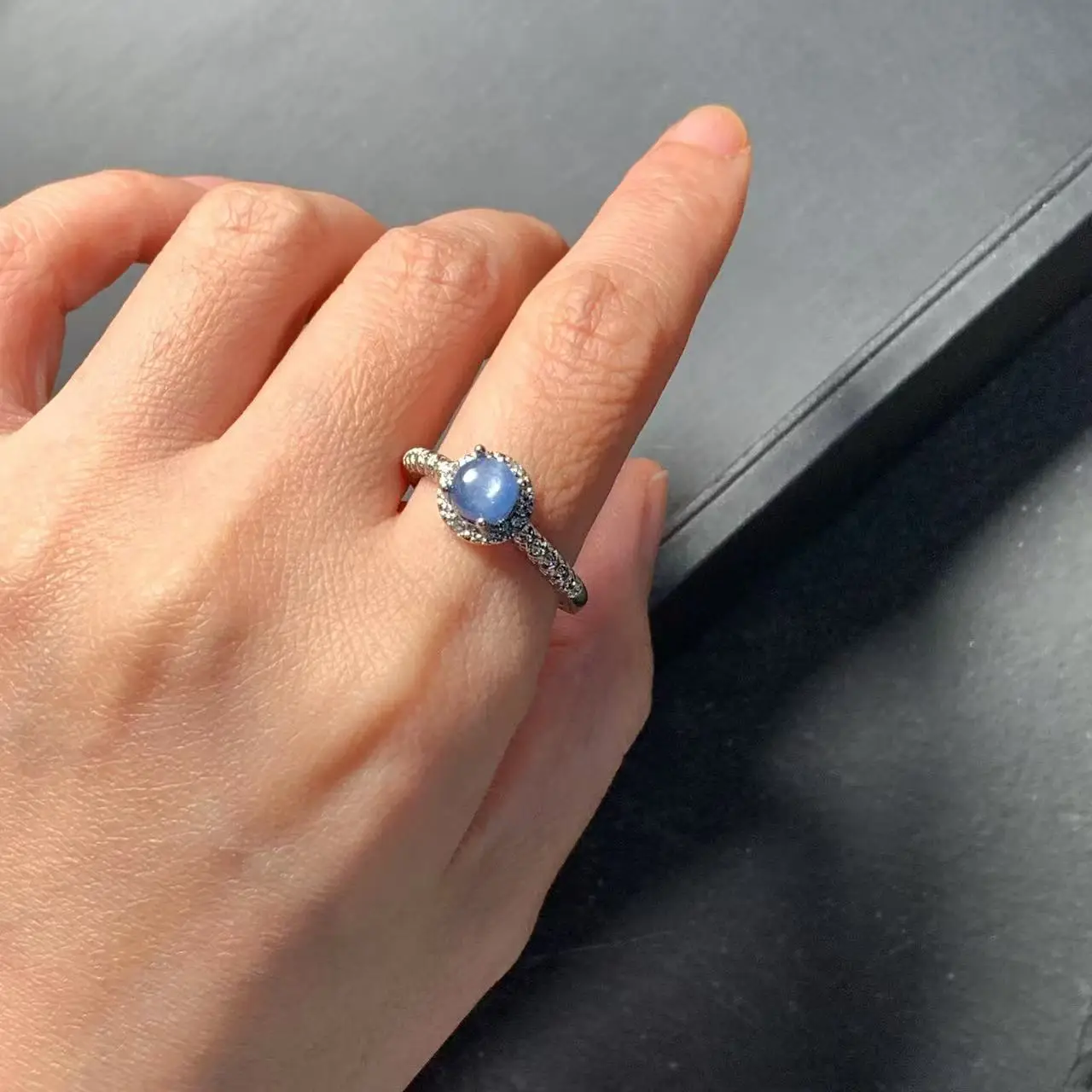 MM Natural Blue Kyanite Ring Adjustable Female Ring Jewelry for Women Gift Wholesale High Quality Vintage Fine