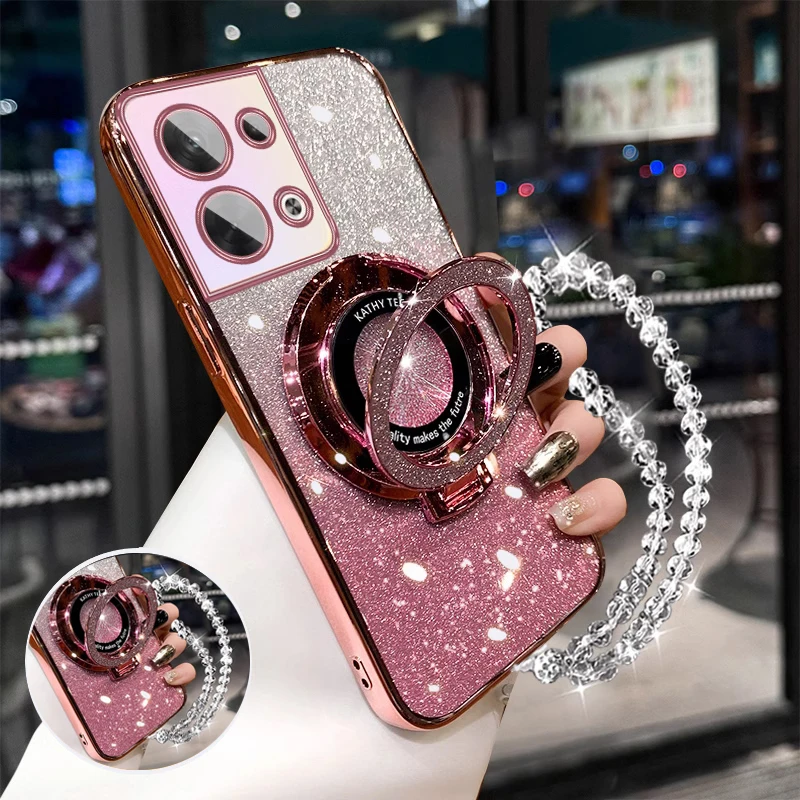 Glitter Crystal Bracelet Phone Holder Case with Bracket Cover