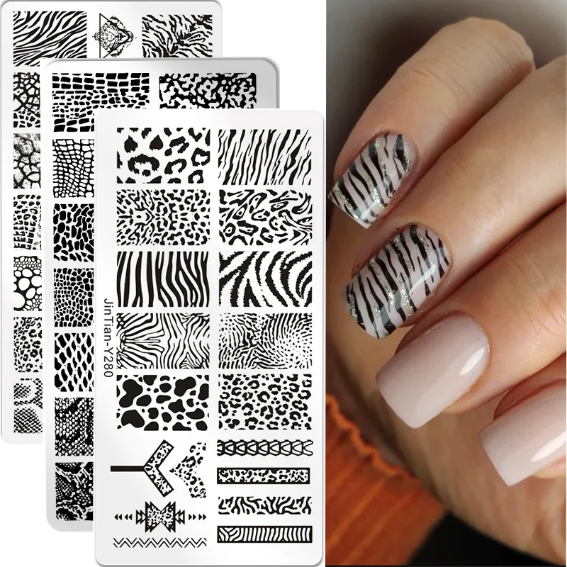 

Animal Image Nail Stamping Plates Tiger Zebra Leopard Print Stainless Steel Manicure Stencil Nail Art Templates Stamp Tools