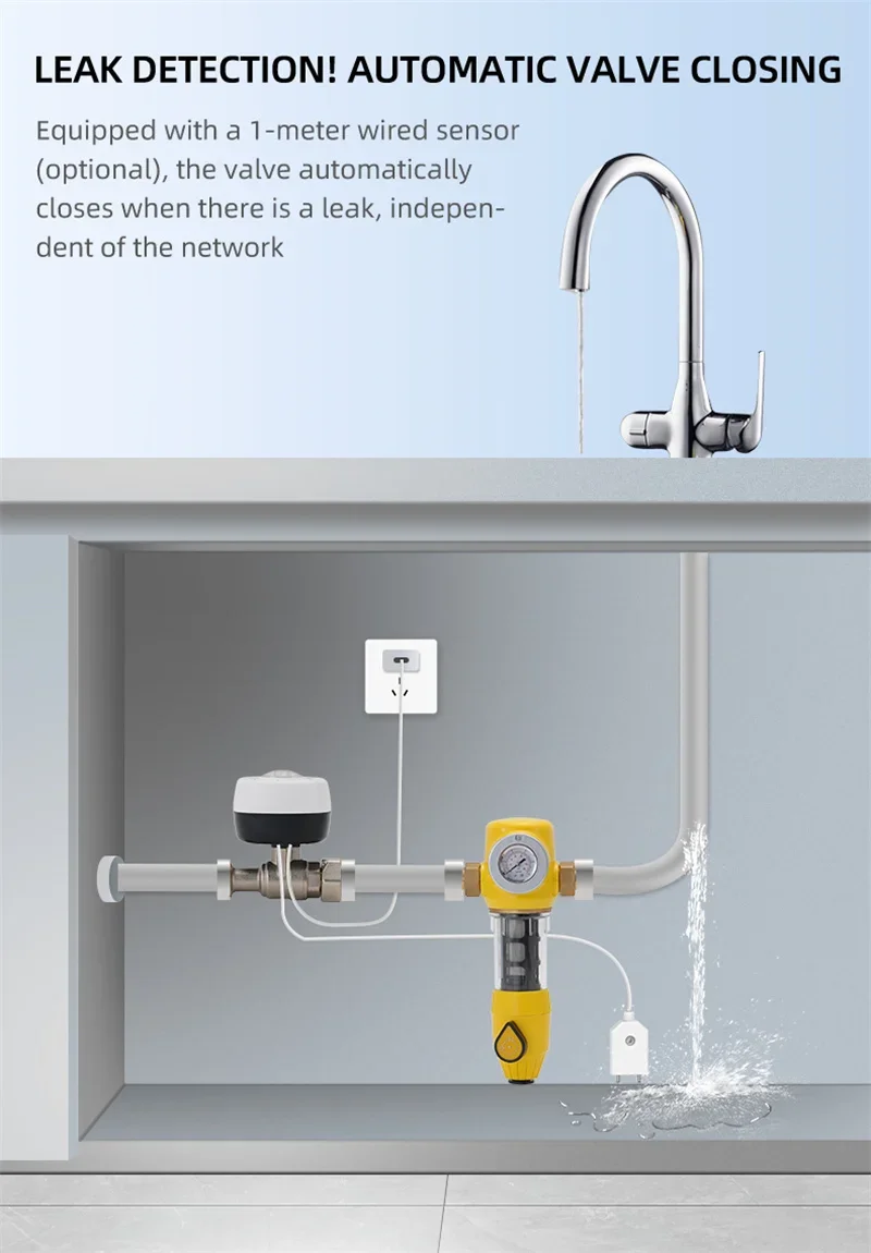 Tuya Smart WiFi Water & Gas Valve DN15/20/25, Alexa & Google Home Compatible, AP