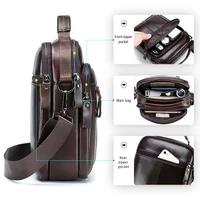 Sac à bandoulière pour hommes, sac en cuir à la mode, sac à bandoulière rétro tendance pour hommes avec couche supérieure en peau de vache 5