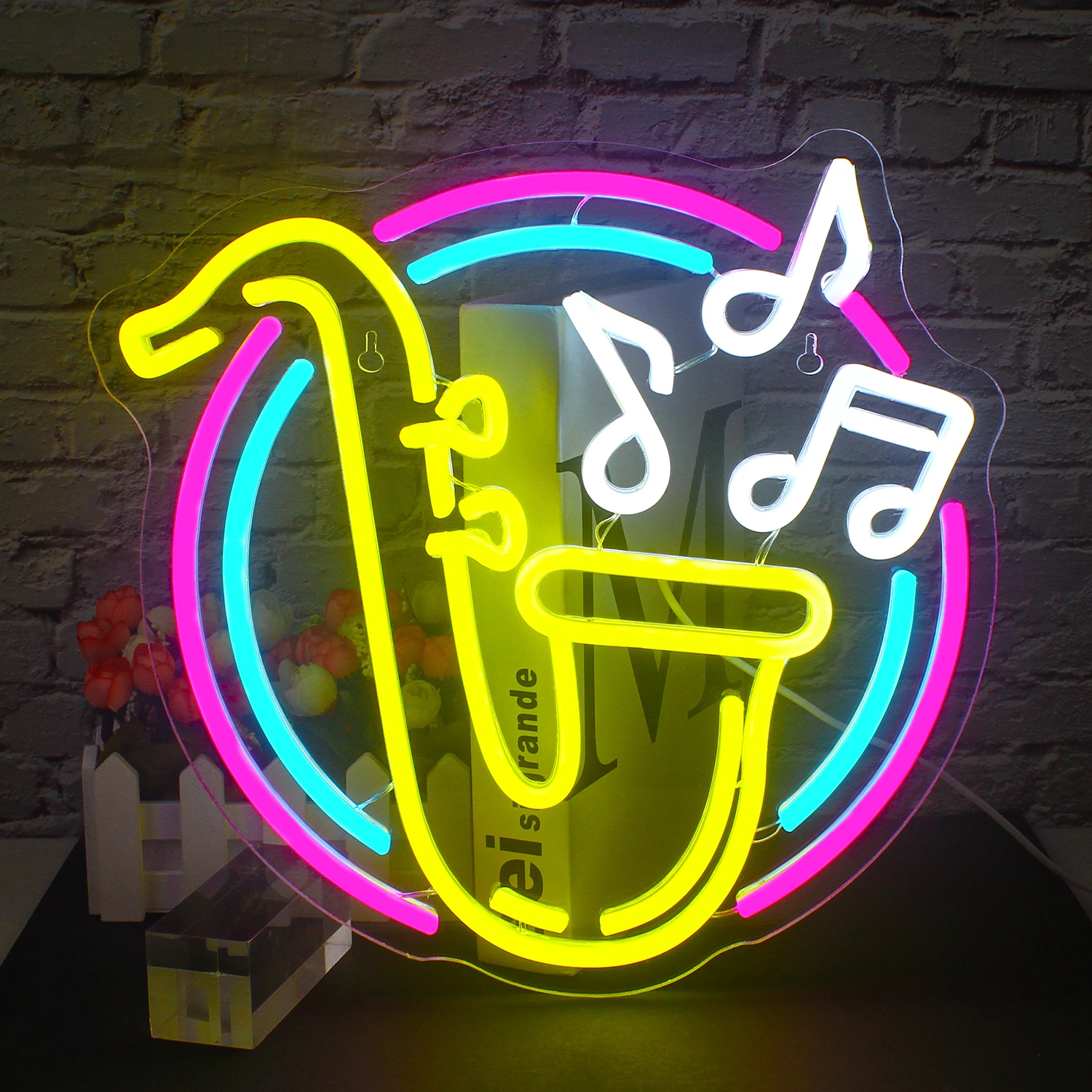 Saxophone Neon Sign Led for Wall Decor Jazz Music Light Up Signs for Bedroom Music Live Studio Classroom Party Decorations guitar neon sign art guitar decor neon lights music studio bar party club led light up sign gift for music lover girl boy neon