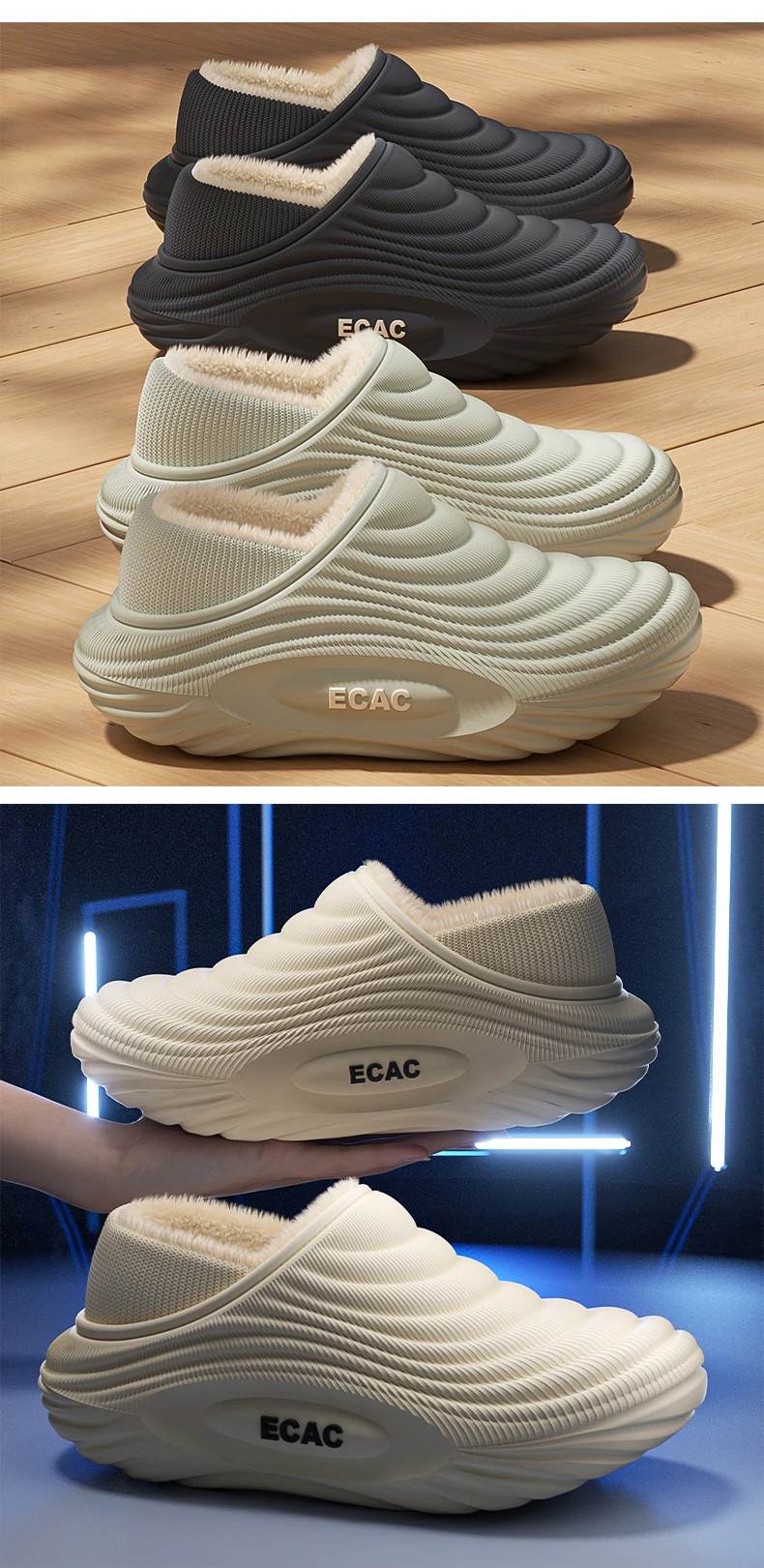 EVA-Winterpantoffeln für Damen und Herren, warm gefüttert, wasserdicht, rutschfest, bequem, für drinnen und draußen, leichte Baumwollclogs_voghion.com