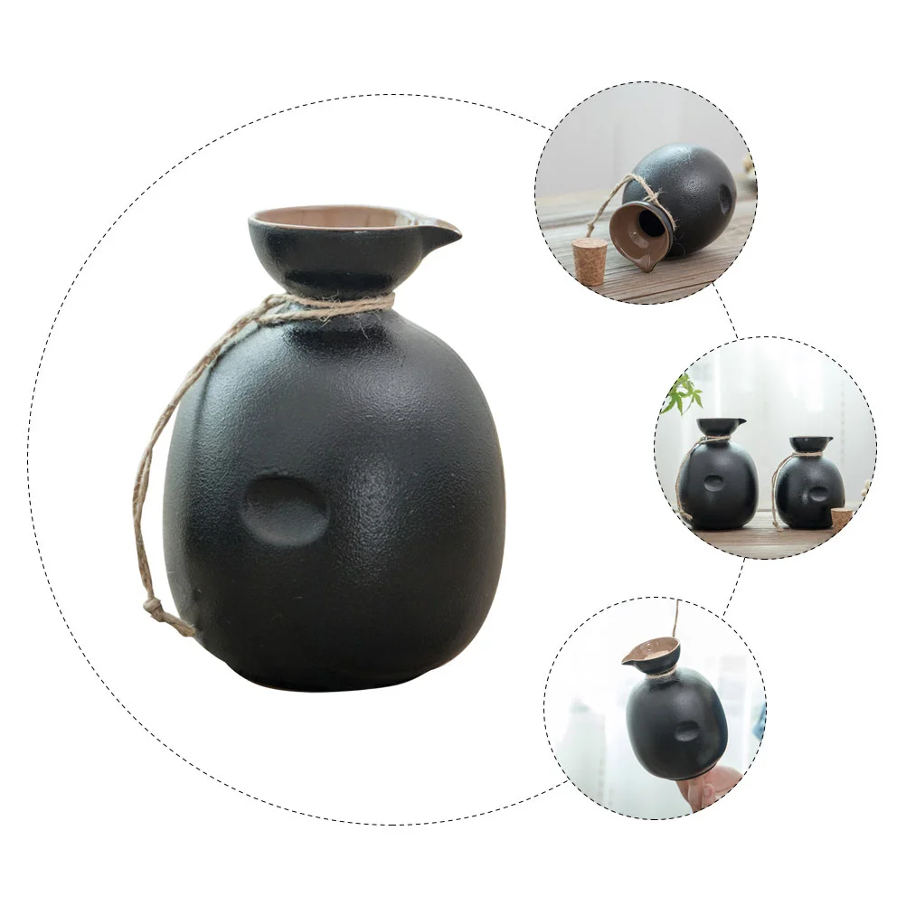 

Japanese Style Hip Flask Ceramic Serving Pot Bottle Kettle Whiskey Decanter Vintage Sake Wood Saki Man
