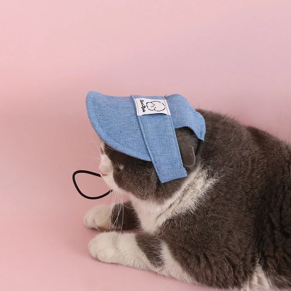 Cappello Per Cani Con Fori Orecchie - Berretto Regolabile In Denim, Protezione Solare Per Cani Media Taglia - Foto 8