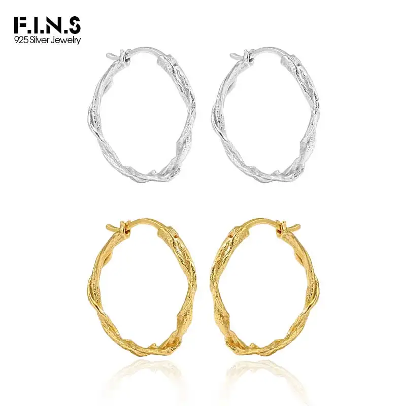F.I.N.S 트위스트 서클 불규칙 S 후프 귀걸이, 기하학적 피어싱 이어 버클, 패션 파인 주얼리 선물