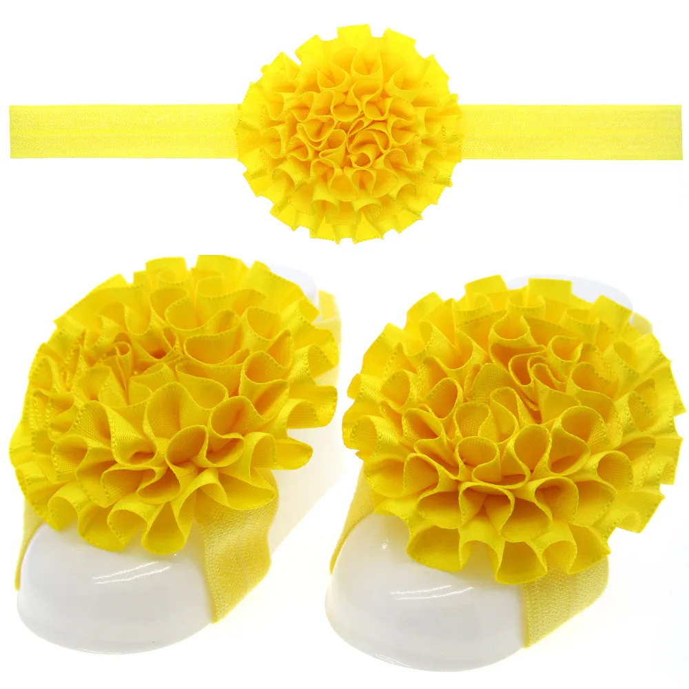 3PCS Flower Headband Baby Girls Barefoot Sandals Hair Foot Accessories Elastic Fashion Foot Decoration Kids Gift hair accessories hair bands hair headband accessories baby headband set