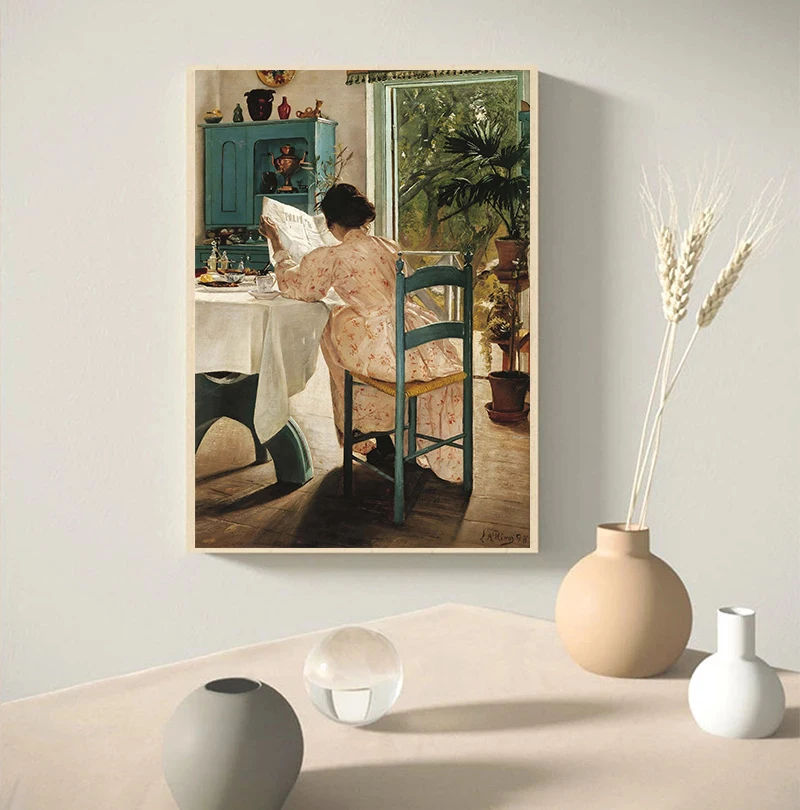 ADANTI YICHU Impression Sur Toile Pour Femme Devant Le Miroir, Peinture à L'huile Vintage Sur Toile, Poster Décoratif, 40 X 60 Cm, Sans Cadre