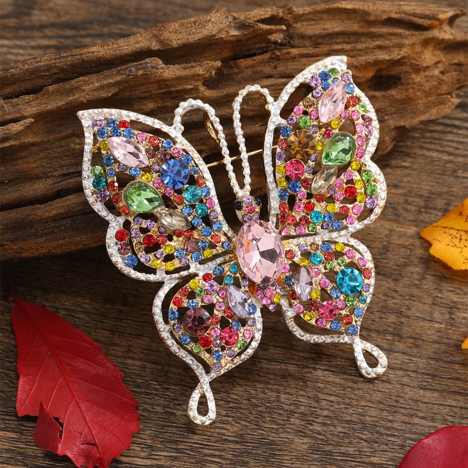 Rhinestone Butterfly Brooch - Crystal Pin Brooches for Women Party Banquet  Rhinestone Pins Clothese Accessories Blue