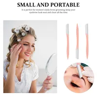 Lot de 3 rasoirs à sourcils avec manche en plastique, outils de coupe des sourcils en acier inoxydable, tondeuses portables et légères pour poils du visage, kit d'outils de maquillage 5