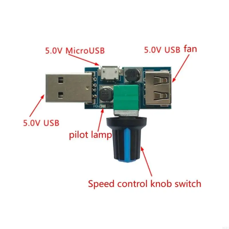 96BA USB Fan Stepless Speed Controller Regulator with Switches Speed Module 4-12V 5W