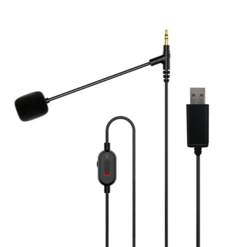 

Universal Boom Gamings Mic Cable for WH1000XM5 XM4 MDR10R MDRXB950BT Headphones Cable Volumes Control Mutes Function
