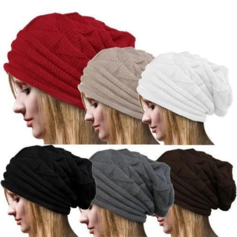 

Knitted Baggy Beanie Oversized Winter Hat Ski Slouchy Cap Skullies Beanies Crochet Women Men Winter Wool Warm Cap Beanies Unisex